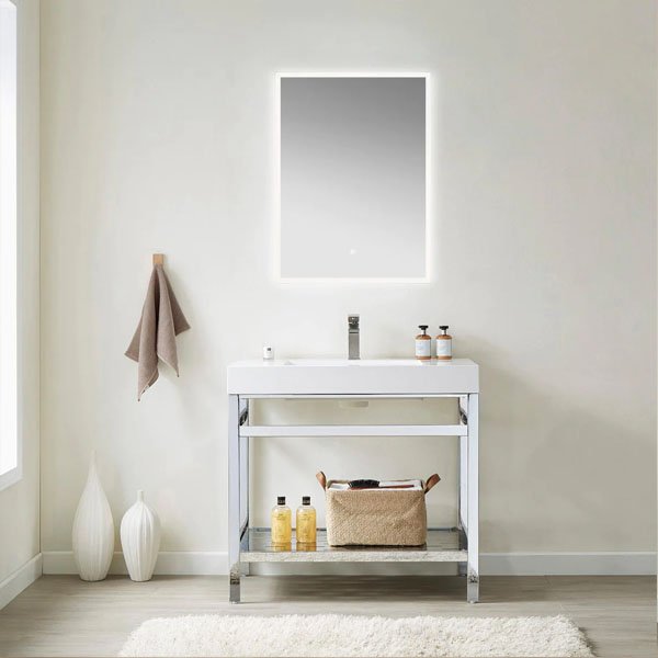 Ablitas Single Sink Bathroom Vanity - with mirror 36" polish chrome